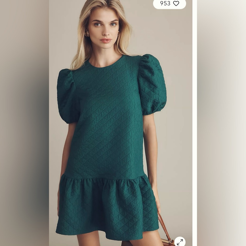 Maeve Green Puff Sleeve Dress